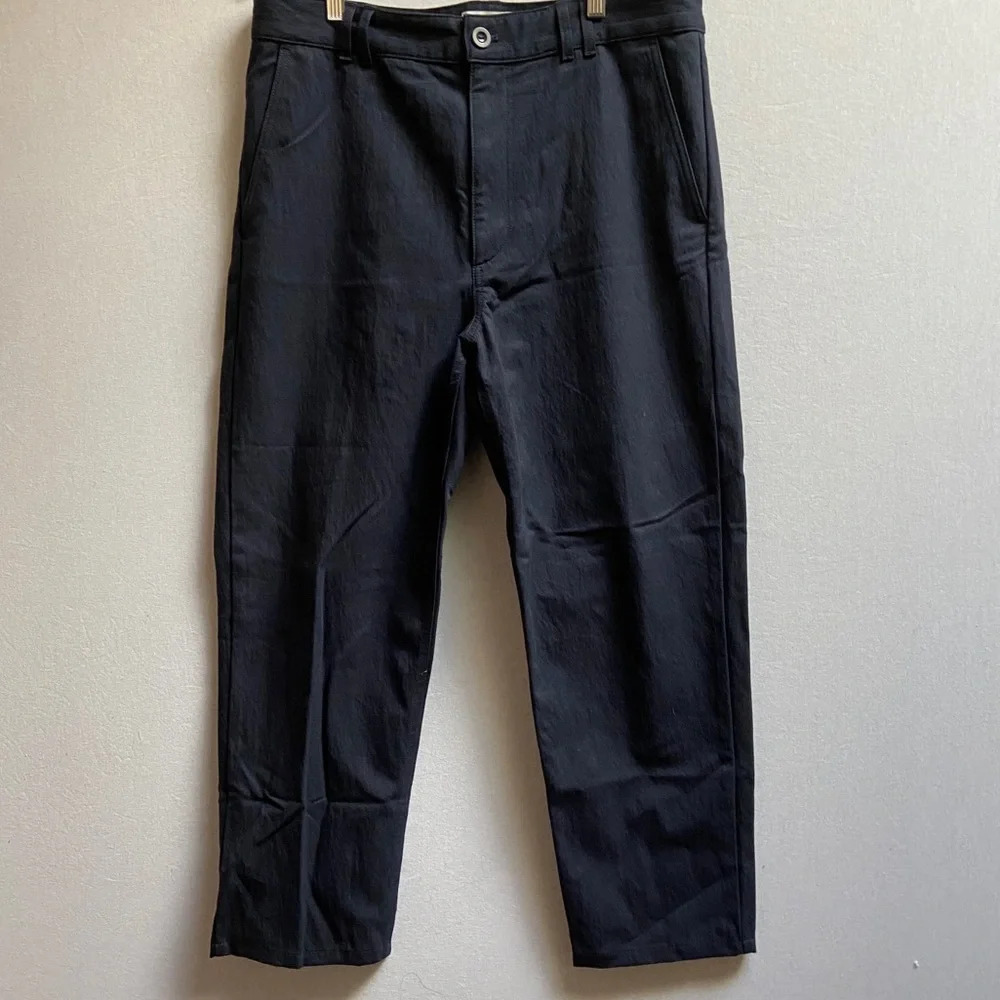 COS High Waisted Ankle Length Black Cotton Trousers